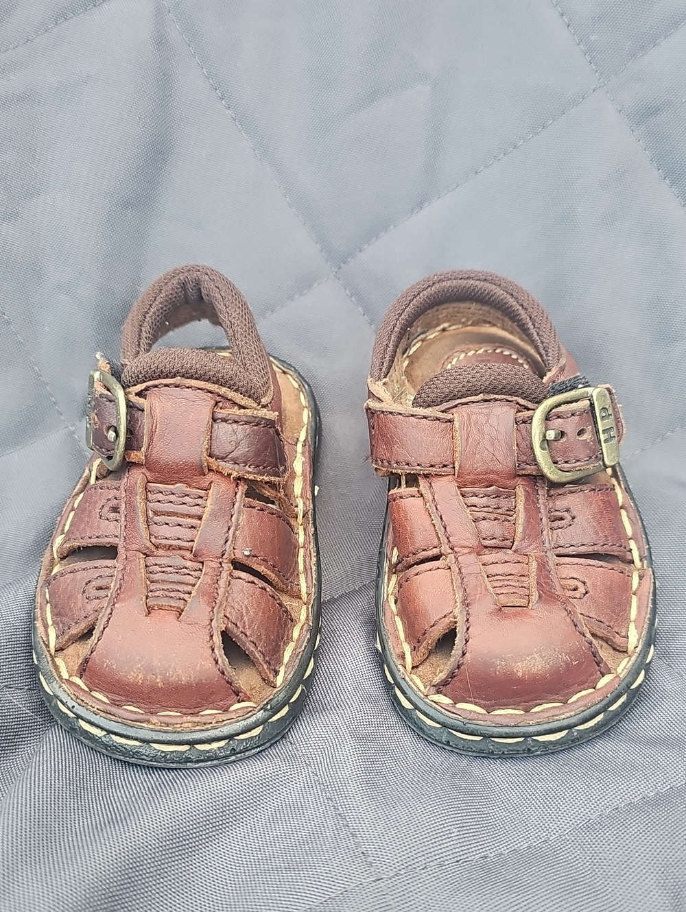 Hush Puppies Brown Leather Baby Walker Sandals Y18